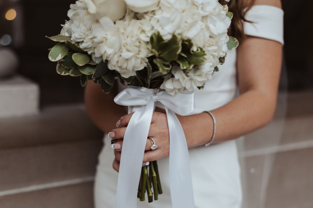 White wedding florals