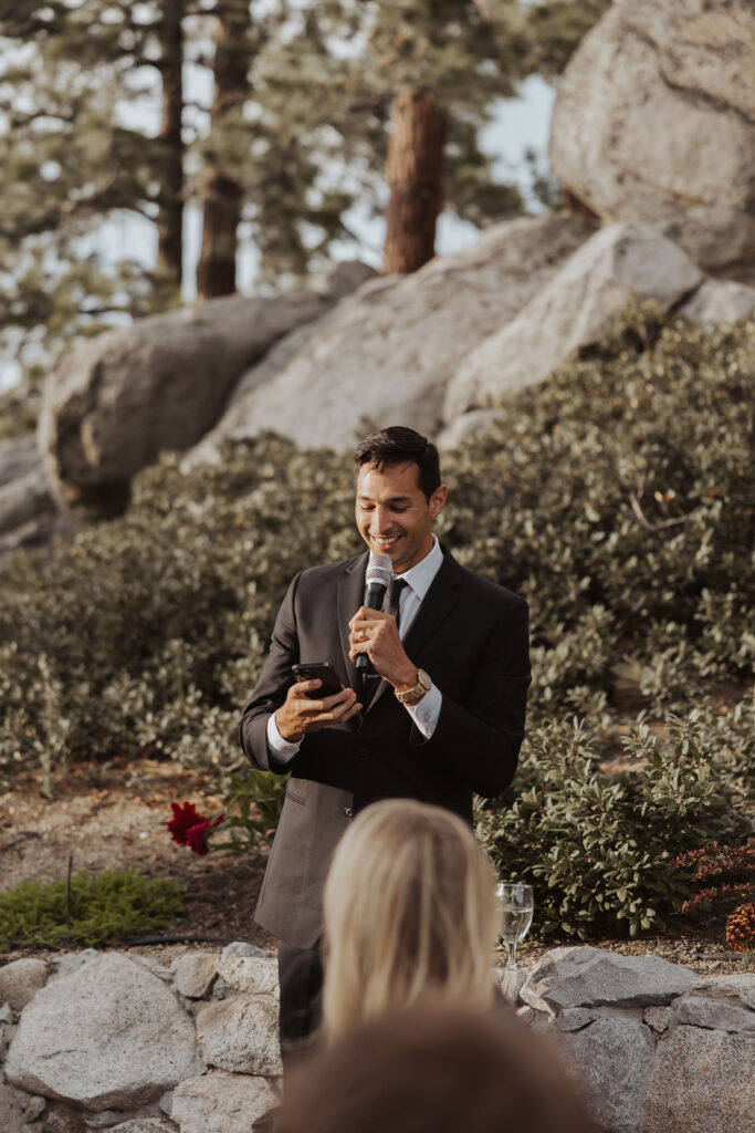 Speeches photo during wedding reception